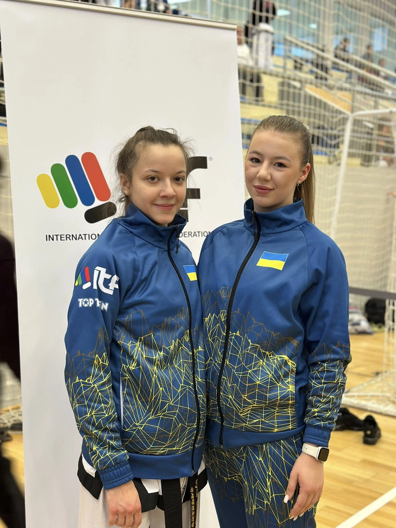 Ukrainian taekwondo athletes pose proudly at the Balkan Open Cup 2025, showcasing teamwork and talent in Serbia.
