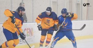 Ukraine vs Romania ice hockey match: intense gameplay & key moments. Ukraine wins 2-1 in European Nations Cup in Bucharest.