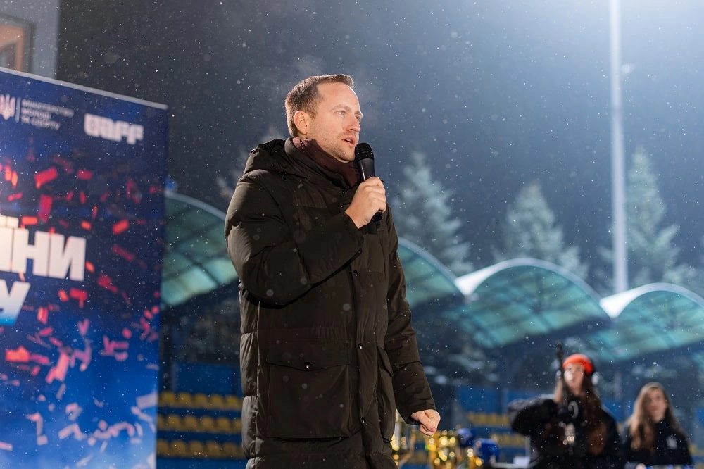 Спікер на церемонії нагородження першого чемпіонату України з ампфутболу на НТК ім. В. Баннікова, Львів, 2025.