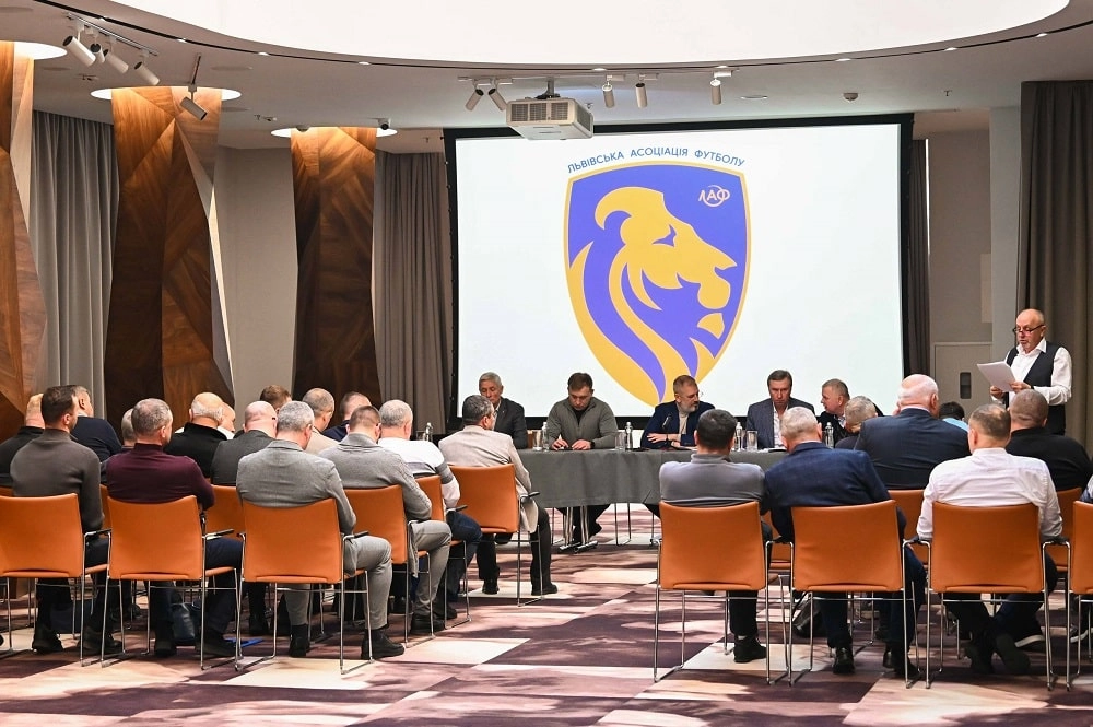 Representatives of UAF at the Lviv Football Association conference, discussing regional football development and club upda...