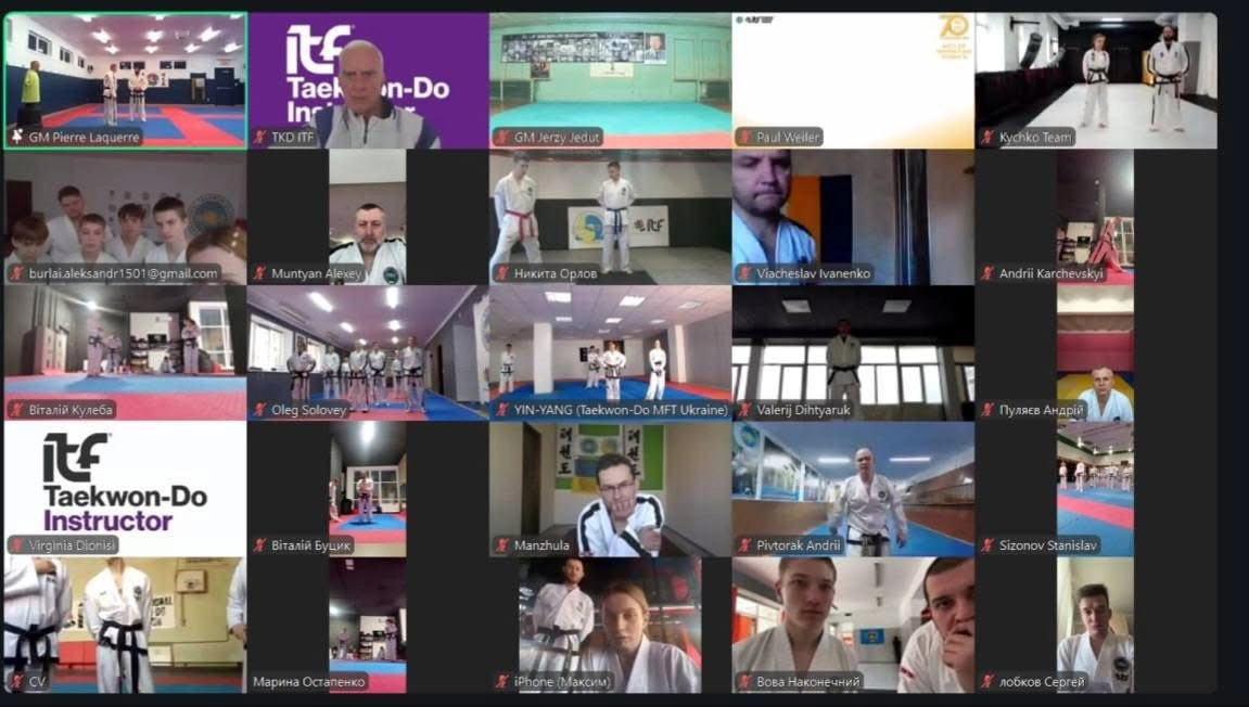 Українські інструктори Таеквон-До на онлайн-курсі IIC у Zoom, організованому Федерацією Таеквон-До МФТ України