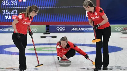 Канадська жіноча команда з керлінгу під час матчу на зимових Олімпійських іграх
