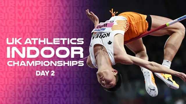 Атлет у стрибку в висоту на чемпіонаті UK Athletics Indoor Championships у Бірмінгемі