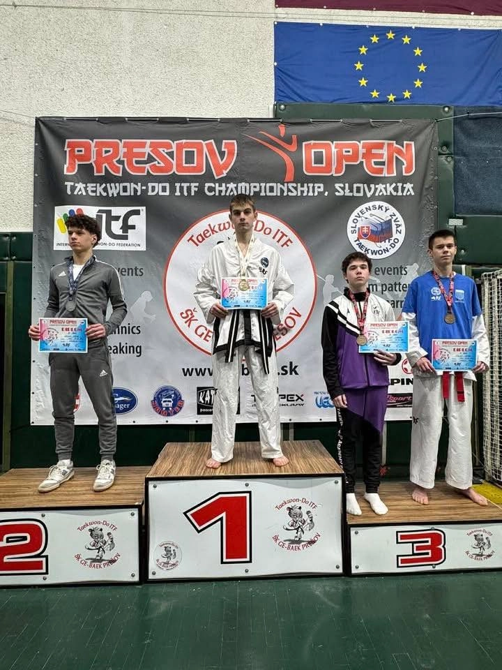 Спортсмени на п'єдесталі пошани турніру Presov Open з нагородами, Словаччина, 2023 рік
