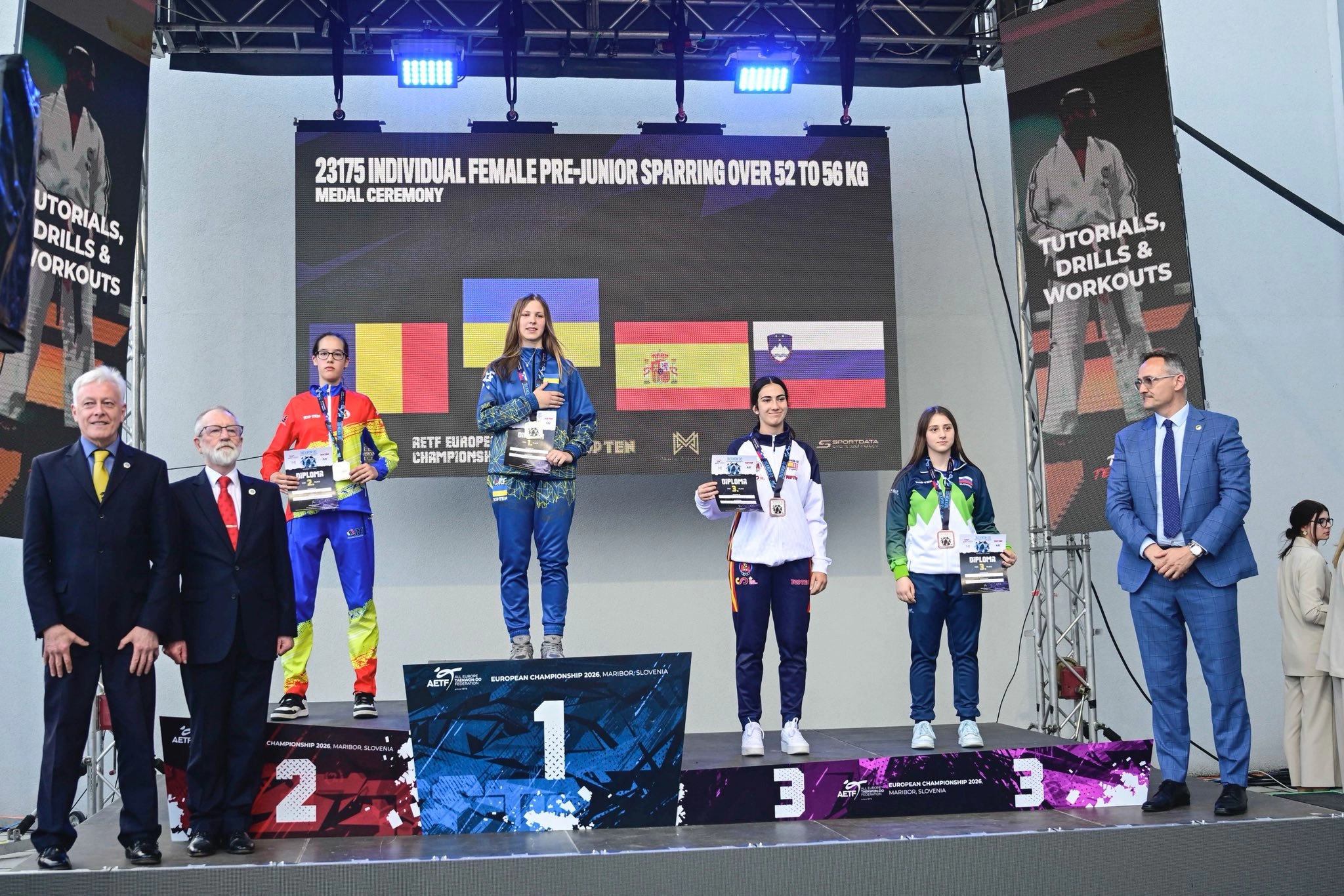 Переможці чемпіонату Європи з Таеквон-До 2026 у Маріборі на п'єдесталі пошани
