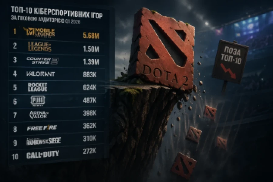 Хто тепер у топі кіберспорту? Dota 2 лише на 12-му місці