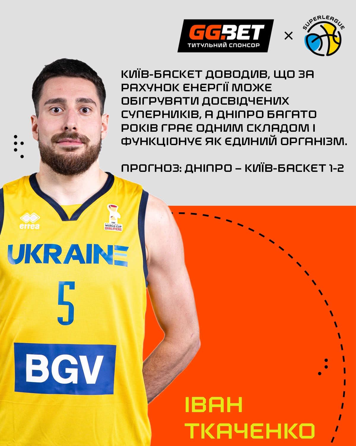 Іван Ткаченко прогнозує фінал Суперліги GGBET: Дніпро проти Київ-Баскета, результат 1-2