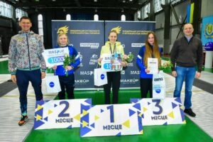 Чемпіонат України з п’ятиборства: переможниці U19 Чайка Єва, Котюжинська Єкатерина, Дудка Анна