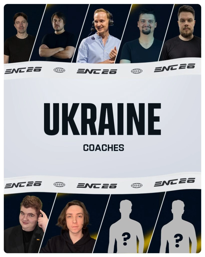 Тренерський штаб збірної України з кіберспорту для Esports Nations Cup ENC 2026