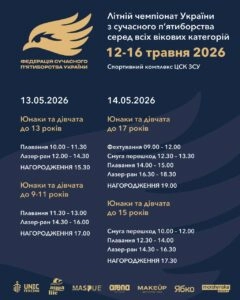 Літній чемпіонат України з сучасного п’ятиборства 12-16 травня 2026 у Києві, спортивний комплекс ЦСК ЗСУ