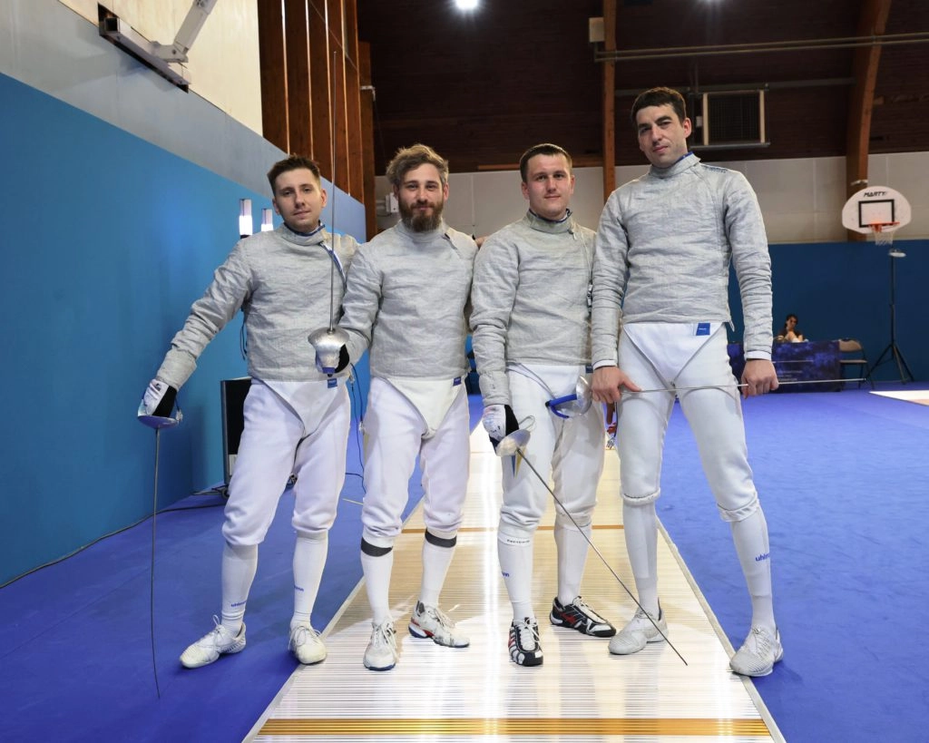 Шаблісти України на чемпіонаті Європи 2023 у Франції: Ягодка, Колобаєв, Стаценко, Боговін