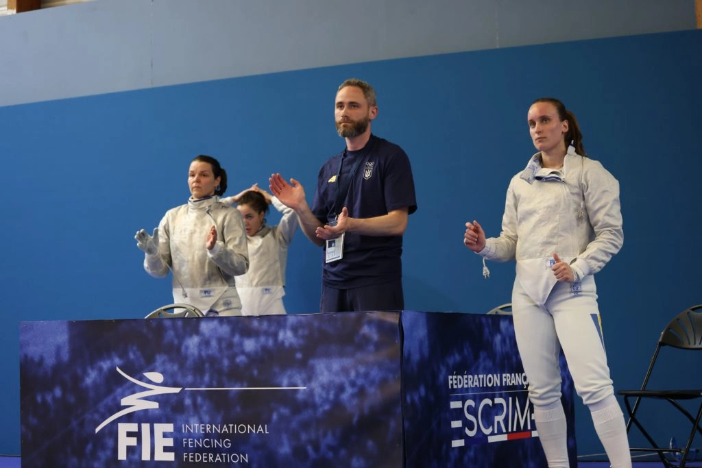 Українські шаблістки на чемпіонаті Європи в Антоні після перемоги над Німеччиною