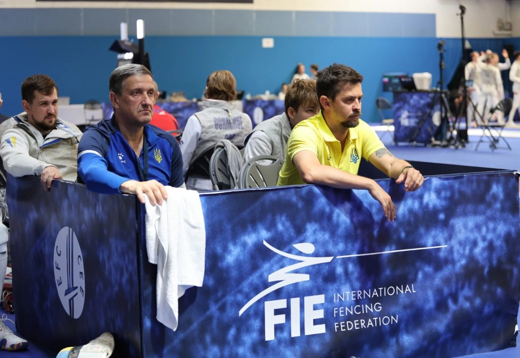 Тренери збірної України з фехтування на рапірах на Чемпіонаті Європи в Антоні 2023