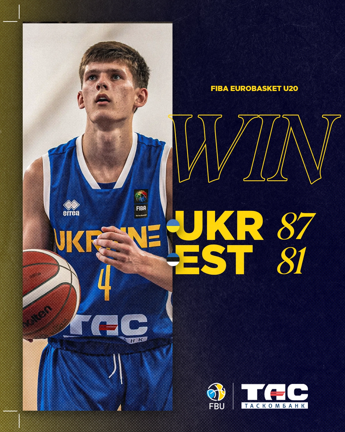Україна перемогла Естонію 87:81 на чемпіонаті Європи U-20 в Братиславі, Десмонд Йяму з дабл-даблом